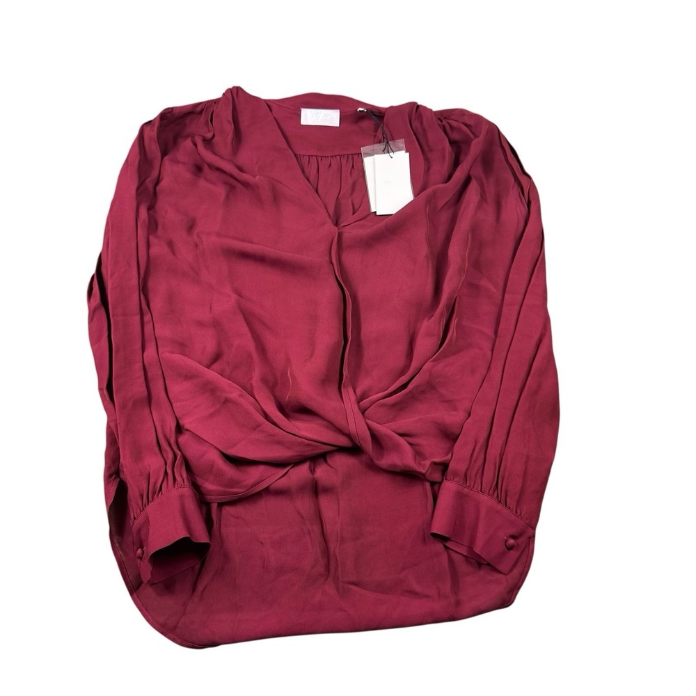 7 For All Mankind Red Silk Blend Women’s L/S Blouse Small NWT 198$